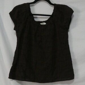 ANN TAYLOR LOFT Petites Chocolate Brown Cap Sleeve Scoop Neck Blouse - Size SP